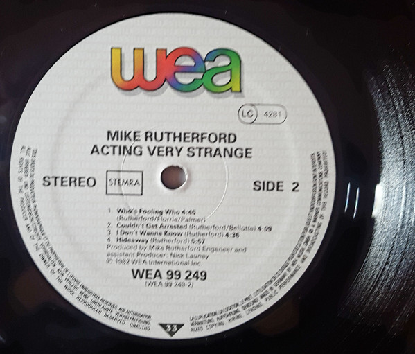 Mike Rutherford - Acting Very Strange | WEA (K 99249) - 3