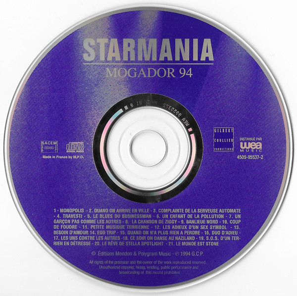 Michel Berger & Luc Plamondon - Starmania (Mogador 94) | Gilbert Coullier Productions (4509-95537-2) - 3