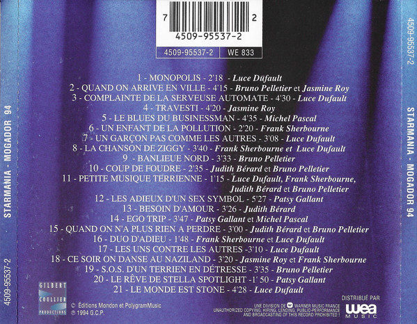 Michel Berger & Luc Plamondon - Starmania (Mogador 94) | Gilbert Coullier Productions (4509-95537-2) - 2