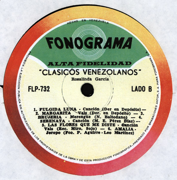 Rosalinda Garcia - Clásicos Venezolanos | Fonograma (FLP-732) - 4