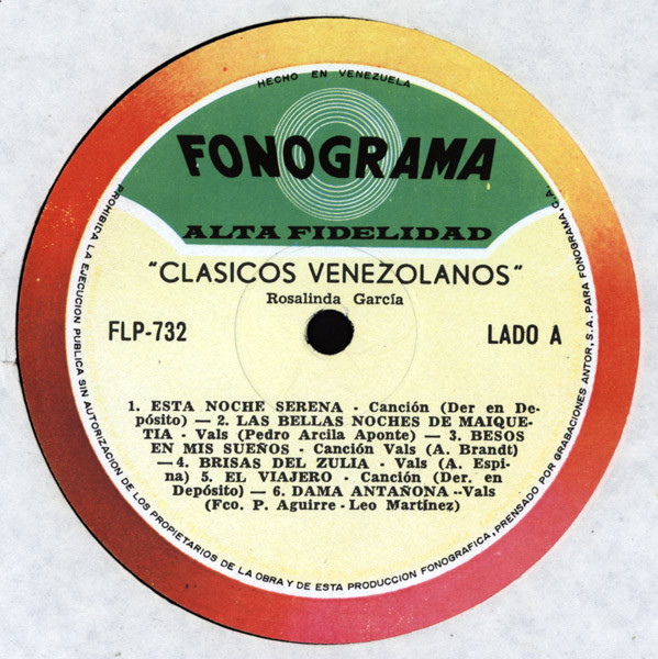 Rosalinda Garcia - Clásicos Venezolanos | Fonograma (FLP-732) - 3