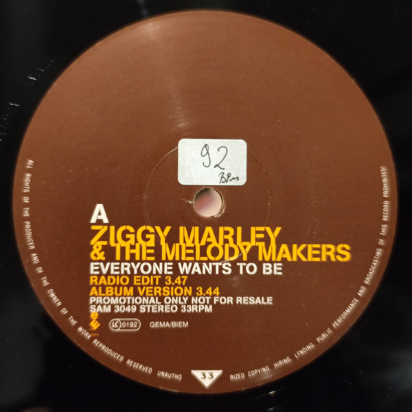 Ziggy Marley And The Melody Makers - Everyone Wants To Be | Elektra (SAM 3049) - 3 Ziggy Marley And The Melody Makers - Everyone Wants To Be | Elektra (SAM 3049) - 3