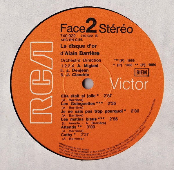 Alain Barrière - Le Disque D'Or D'Alain Barriere | RCA Victor (740.022) - 4