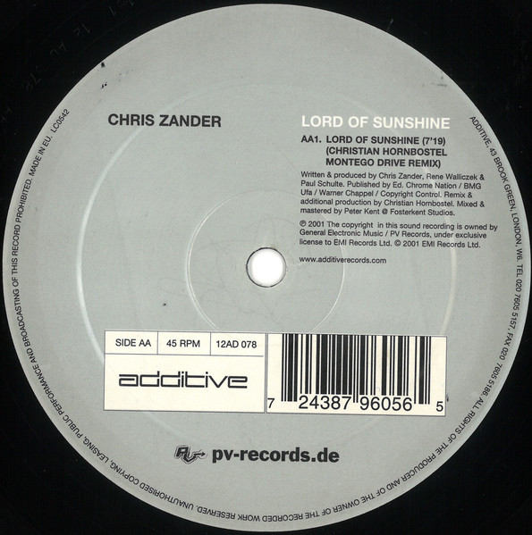 Chris Zander - Lord Of Sunshine | Additive (12AD 078) - 4