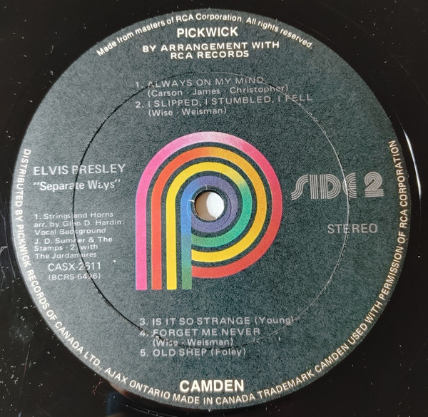 Elvis Presley - Separate Ways | Pickwick (CAS-2611) - 4 Elvis Presley - Separate Ways | Pickwick (CAS-2611) - 4