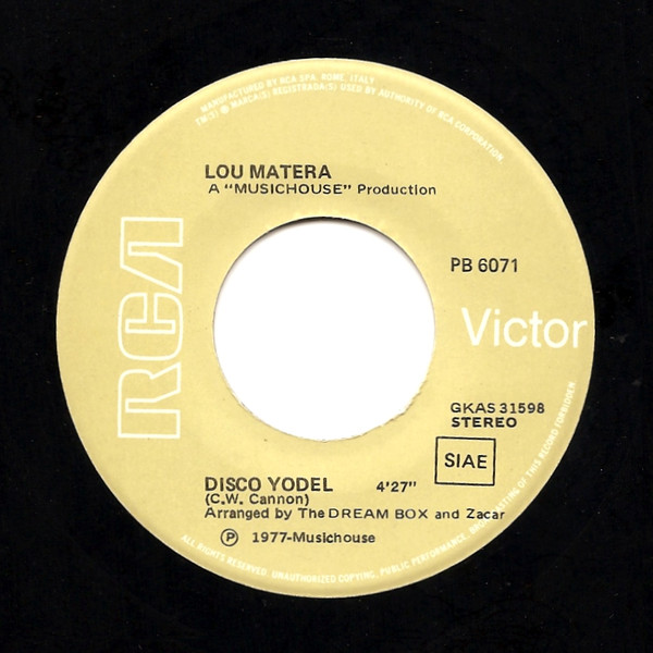 Lou Matera - Disco Yodel | RCA (PB 6071) - 2 Lou Matera - Disco Yodel | RCA (PB 6071) - 2