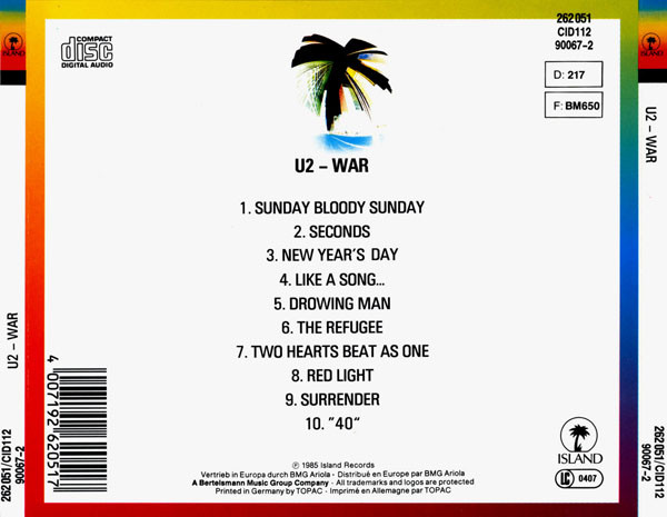 U2 - War | Island Records (262 051) - 3 U2 - War | Island Records (262 051) - 3