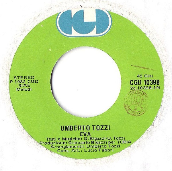 Umberto Tozzi - Eva | CGD (CGD 10398) - 3