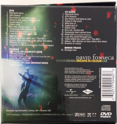 David Fonseca - 12.04.08 Coliseu Dreams In Colour Live | Universal Music Portugal (06025-1792462-8) - 2