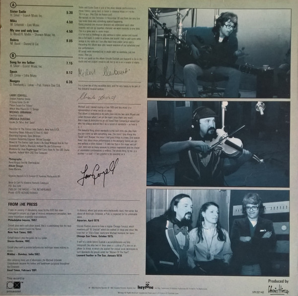 The Larry Coryell/Michael Urbaniak Duo - The Larry Coryell/Michael Urbaniak Duo | Keytone Records (KYT 716) - 2 The Larry Coryell/Michael Urbaniak Duo - The Larry Coryell/Michael Urbaniak Duo | Keytone Records (KYT 716) - 2