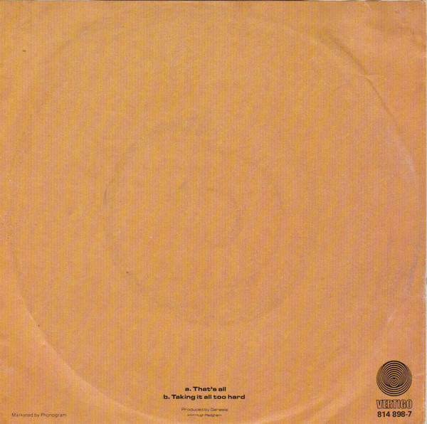Genesis - That's All | Vertigo (814 898-7) - 2