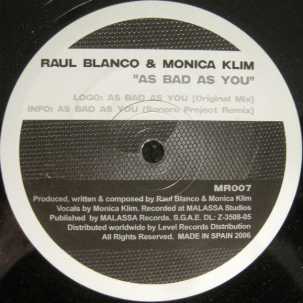 Raul Blanco & Monica Klim - As Bad As You | Malassa Records (MR 007) - 3 Raul Blanco & Monica Klim - As Bad As You | Malassa Records (MR 007) - 3
