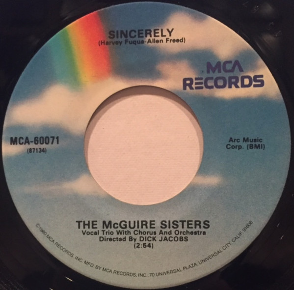 McGuire Sisters - Sincerely | MCA Records (MCA-60071) - main