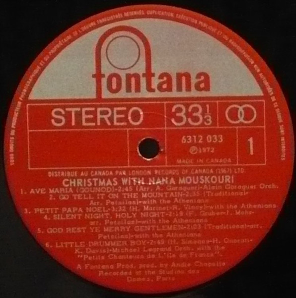 Nana Mouskouri - Christmas With Nana Mouskouri | Fontana (6312 033) - 3 Nana Mouskouri - Christmas With Nana Mouskouri | Fontana (6312 033) - 3