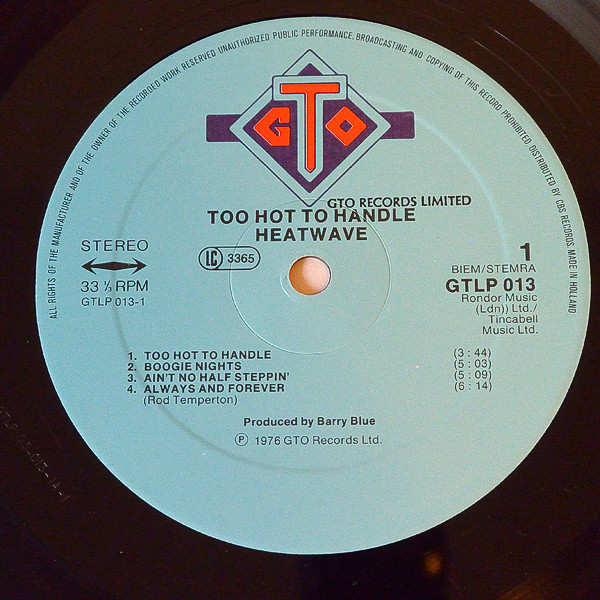 Heatwave - Too Hot To Handle | GTO (GTLP 013) - 3