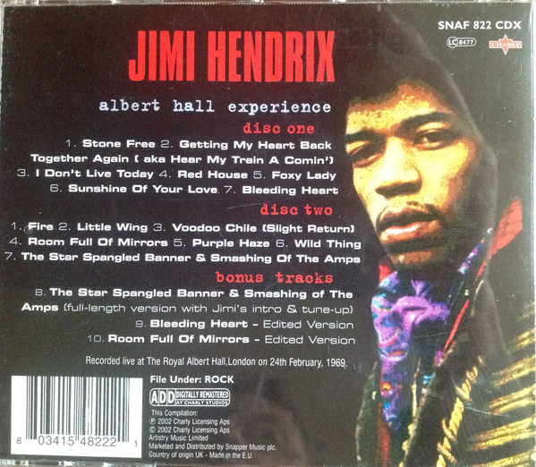Jimi Hendrix - Albert Hall Experience | Charly Records (SNAF 822 CDX) - 3