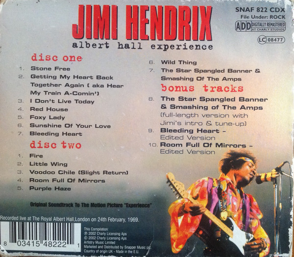 Jimi Hendrix - Albert Hall Experience | Charly Records (SNAF 822 CDX) - 2