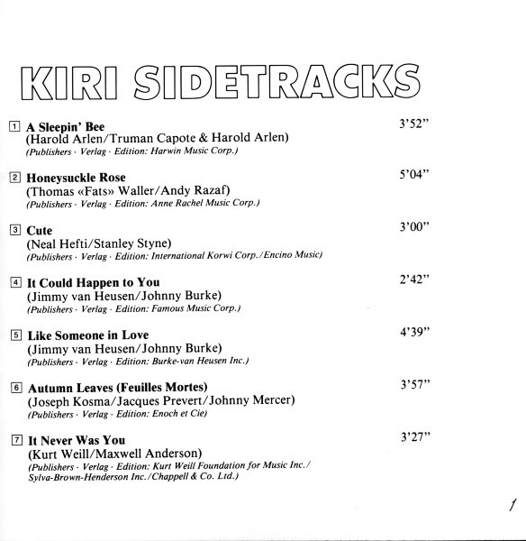 Kiri Te Kanawa , André Previn , Ray Brown , Mundell Lowe - Kiri Sidetracks (The Jazz Album) | Philips Digital Classics (434 092-2) - 4