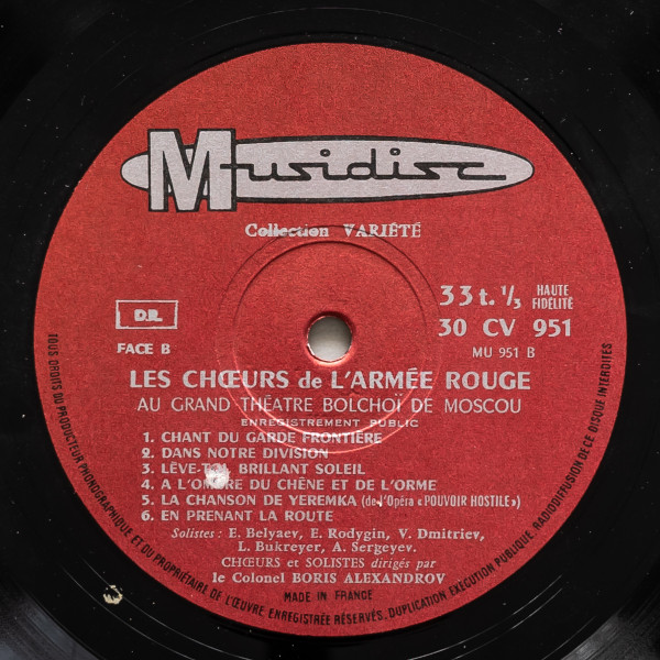 The Alexandrov Red Army Ensemble - Les Choeurs De L'Armée Rouge Au Grand Théâtre Bolchoï - Volume 4 | Musidisc (30 CV 951) - 4 The Alexandrov Red Army Ensemble - Les Choeurs De L'Armée Rouge Au Grand Théâtre Bolchoï - Volume 4 | Musidisc (30 CV 951) - 4