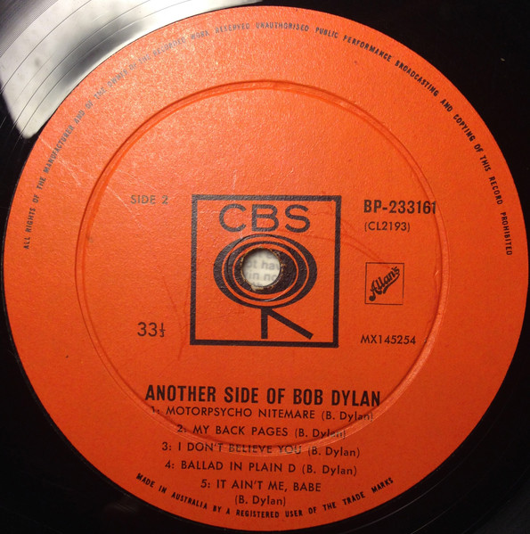 Bob Dylan - Another Side Of Bob Dylan | CBS (BP-233161) - 4 Bob Dylan - Another Side Of Bob Dylan | CBS (BP-233161) - 4