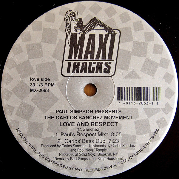 Paul Simpson Presents Carlos Sanchez Movement - Love And Respect | Maxi Tracks (MX-2063) - 2