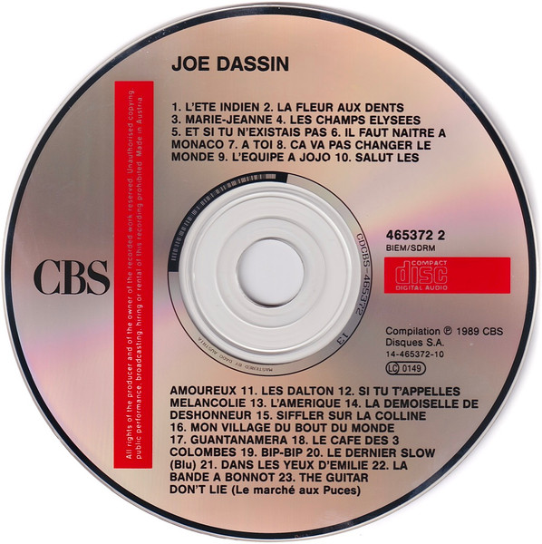 Joe Dassin - 23 Succès | CBS (465 372 2) - 3
