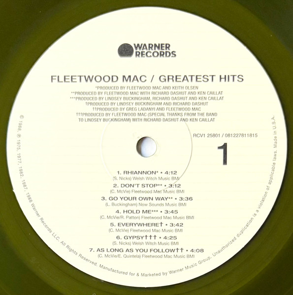Fleetwood Mac - Greatest Hits | Warner Records (RCV1 25801) - 3 Fleetwood Mac - Greatest Hits | Warner Records (RCV1 25801) - 3