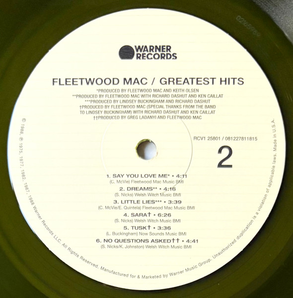 Fleetwood Mac - Greatest Hits | Warner Records (RCV1 25801) - 4 Fleetwood Mac - Greatest Hits | Warner Records (RCV1 25801) - 4