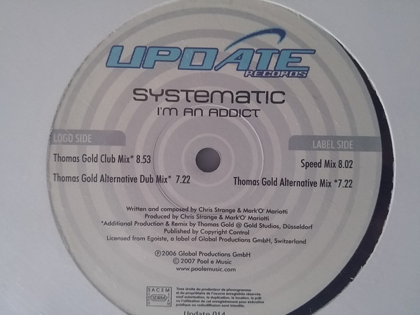 Systematic - I'm An Addict | Update Records (Update 014) - main