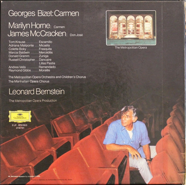 Georges Bizet / Marilyn Horne / James McCracken / Leonard Bernstein / The Metropolitan Opera House Orchestra And Metropolitan Opera Children's Chorus , Metropolitan Opera Chorus - Carmen | Deutsche Grammophon (2740 101) - 2