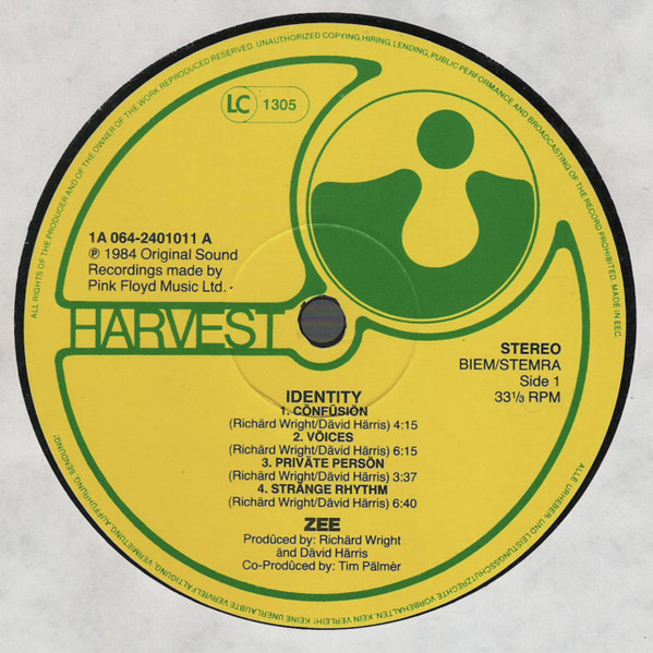 Zee - Identity | Harvest (1A 064 2401011) - 3 Zee - Identity | Harvest (1A 064 2401011) - 3