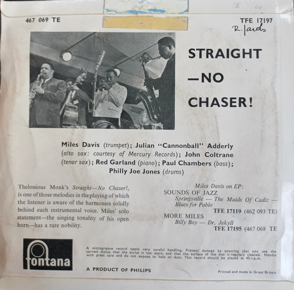 Miles Davis - Straight-No Chaser! | Fontana (TFE 17197) - 2