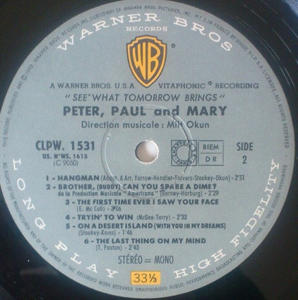 Peter, Paul & Mary - See What Tomorrow Brings | Warner Bros. Records (CLPW 1531) - 4