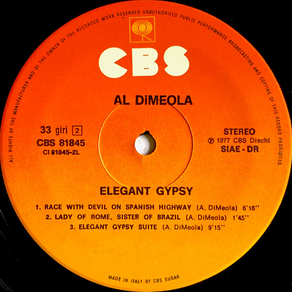 Al Di Meola - Elegant Gypsy | CBS (CBS 81845) - 4 Al Di Meola - Elegant Gypsy | CBS (CBS 81845) - 4
