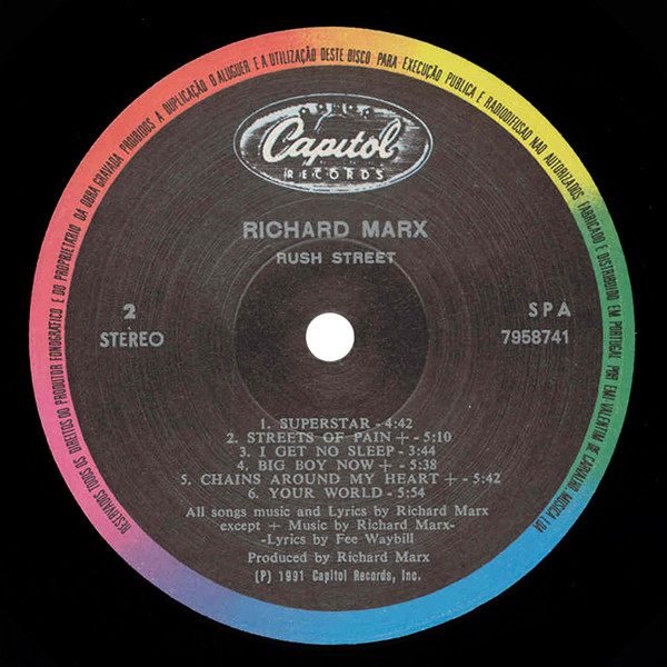 Richard Marx - Rush Street | Capitol Records (7958741) - 4