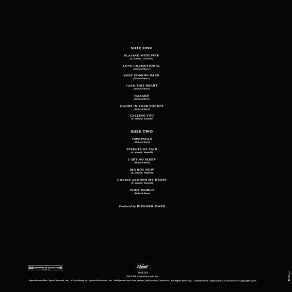 Richard Marx - Rush Street | Capitol Records (7958741) - 2