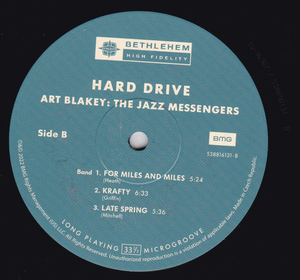 Art Blakey & The Jazz Messengers - Hard Drive | Bethlehem Records (538816131) - 3 Art Blakey & The Jazz Messengers - Hard Drive | Bethlehem Records (538816131) - 3