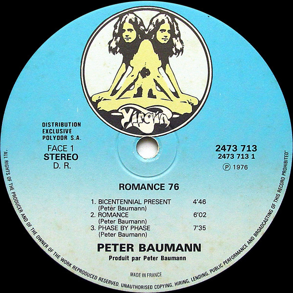 Peter Baumann - Romance 76 | Virgin (2473 713) - 3 Peter Baumann - Romance 76 | Virgin (2473 713) - 3
