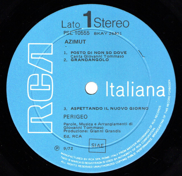 Perigeo - Azimut | RCA Italiana (PSL 10555) - 4 Perigeo - Azimut | RCA Italiana (PSL 10555) - 4