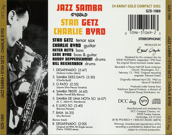 Stan Getz , Charlie Byrd - Jazz Samba CD | DCC Compact Classics (GZS-1069) - 4 Stan Getz , Charlie Byrd - Jazz Samba CD | DCC Compact Classics (GZS-1069) - 4