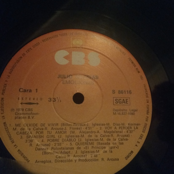 Julio Iglesias - Emociones | CBS (S 86116) - 4