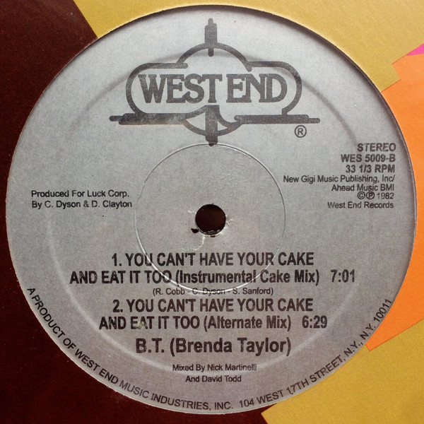 Brenda Taylor - You Can't Have Your Cake And Eat It Too | West End Records (WES 5009) - 2