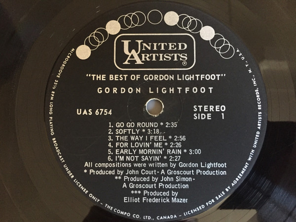 Gordon Lightfoot - The Best Of Gordon Lightfoot | United Artists Records (UAS 6754) - 4 Gordon Lightfoot - The Best Of Gordon Lightfoot | United Artists Records (UAS 6754) - 4