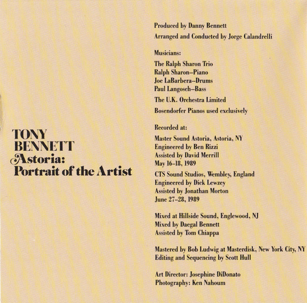 Tony Bennett - Astoria: Portrait Of The Artist | Columbia (CK 45348) - 4 Tony Bennett - Astoria: Portrait Of The Artist | Columbia (CK 45348) - 4