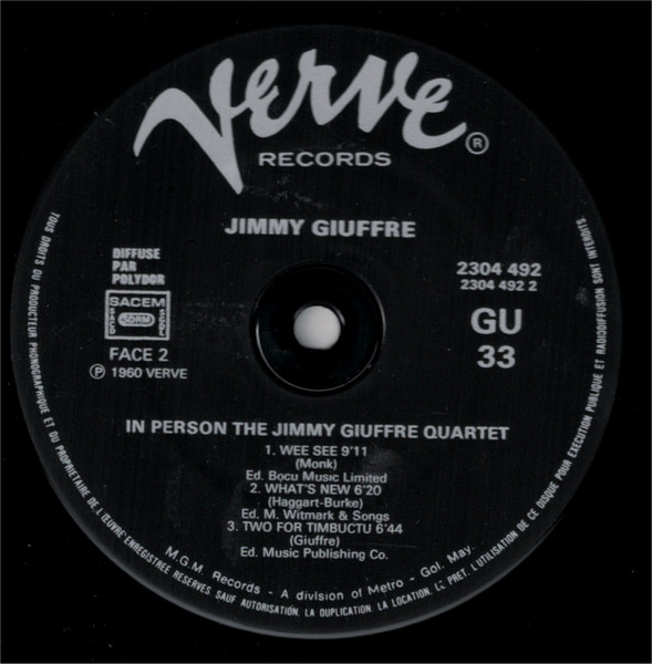 The Jimmy Giuffre 4 - In Person | Verve Records (2304 492) - 4