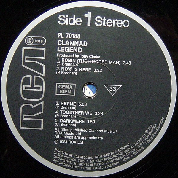 Clannad - Legend | RCA (PL 70188) - 3