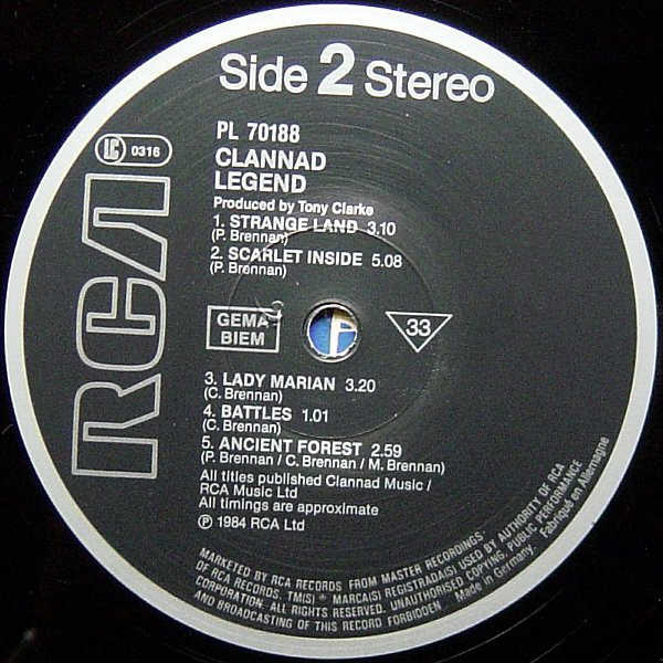 Clannad - Legend | RCA (PL 70188) - 4