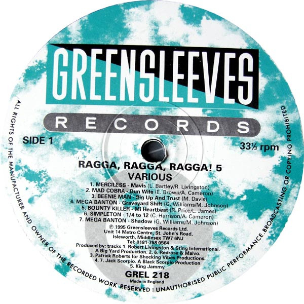 Various - Ragga Ragga Ragga! 5 | Greensleeves Records (GREL 218) - 3 Various - Ragga Ragga Ragga! 5 | Greensleeves Records (GREL 218) - 3