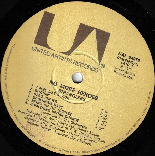 The Stranglers - No More Heroes | United Artists Records (UAL 24070) - 3