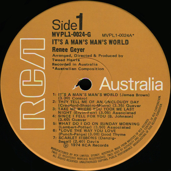 Renee Geyer - It's A Man's Man's World | RCA Victor (MVPL1-0024G) - 2